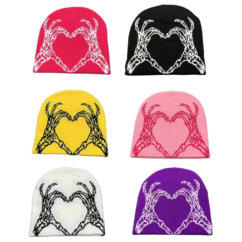 yellow skeleton heart hat