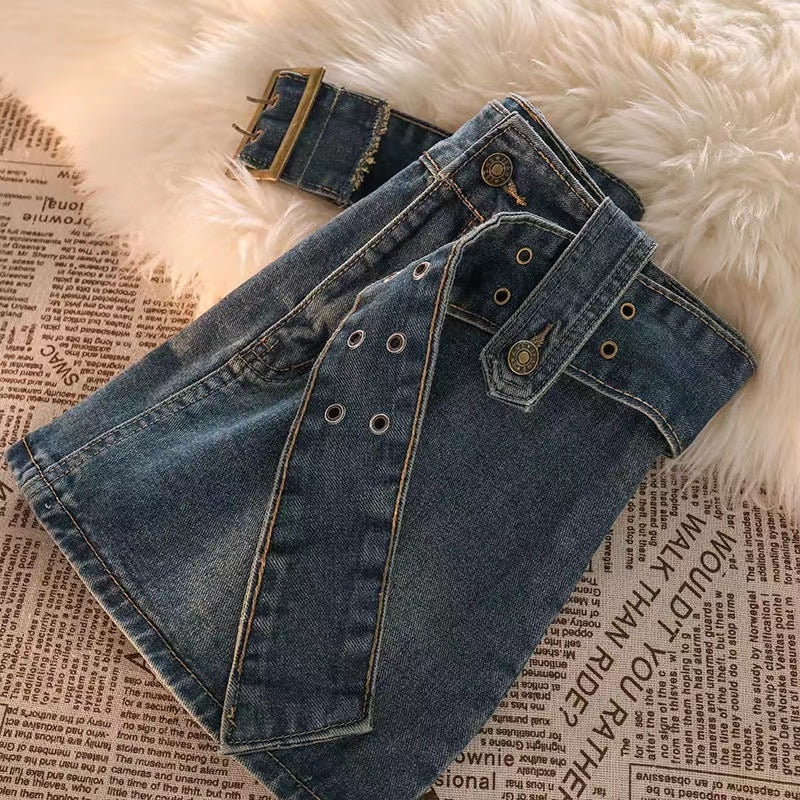 denim mini skirt