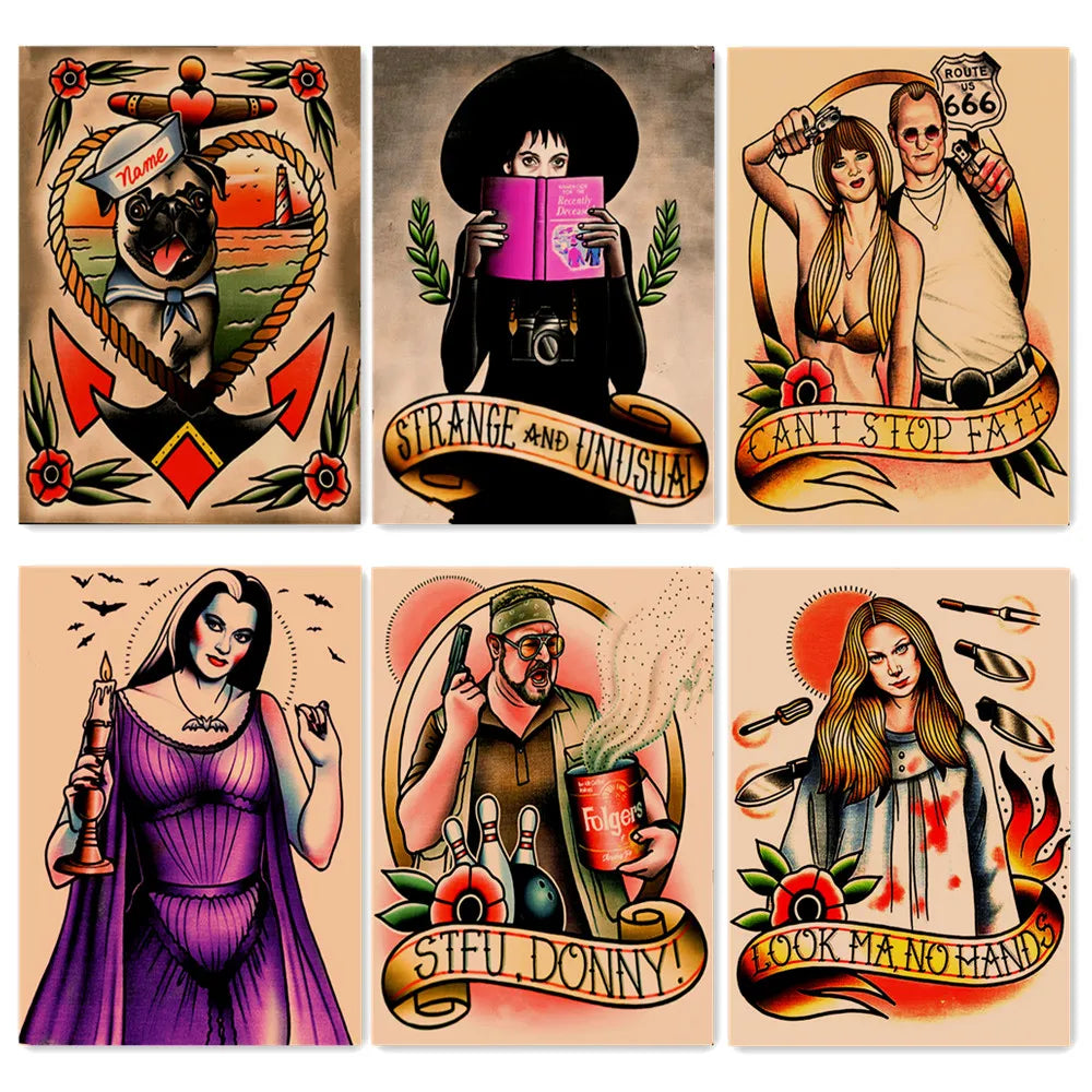 "gone fishin" tattoo poster