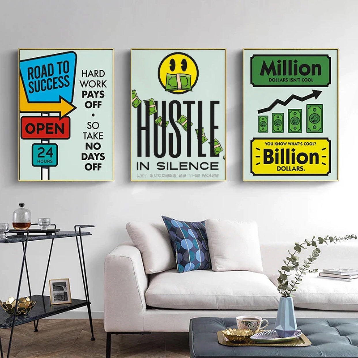 "hustle in silente let success be the noise" poster
