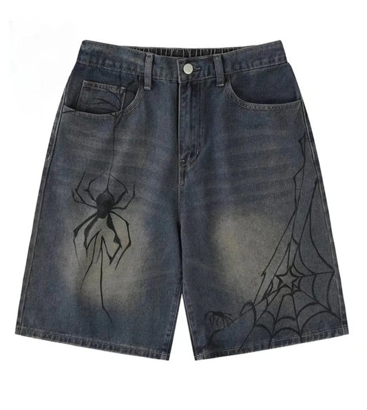 Y2k spider cobweb shorts