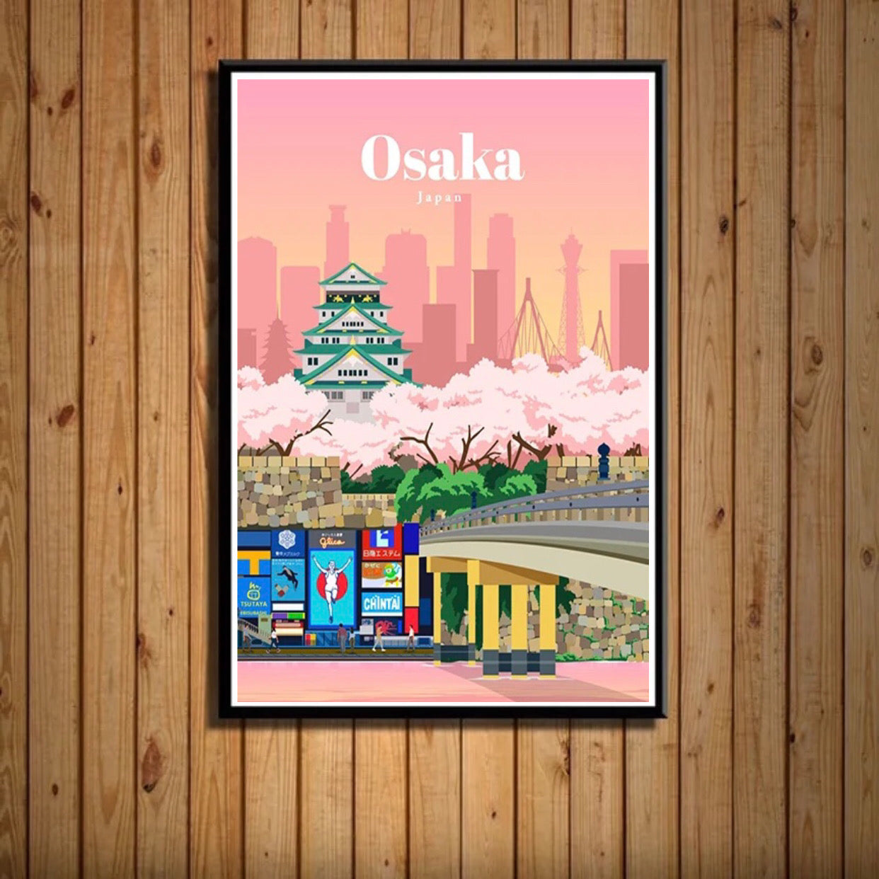 osaka, japan travel poster