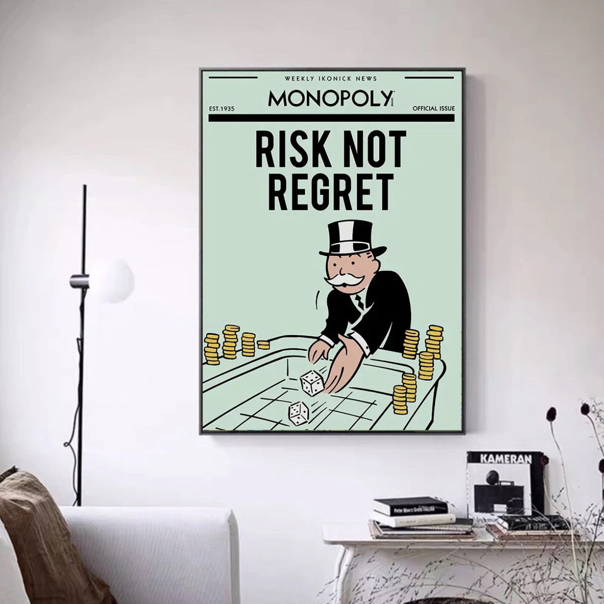 "risk not regret" money poster