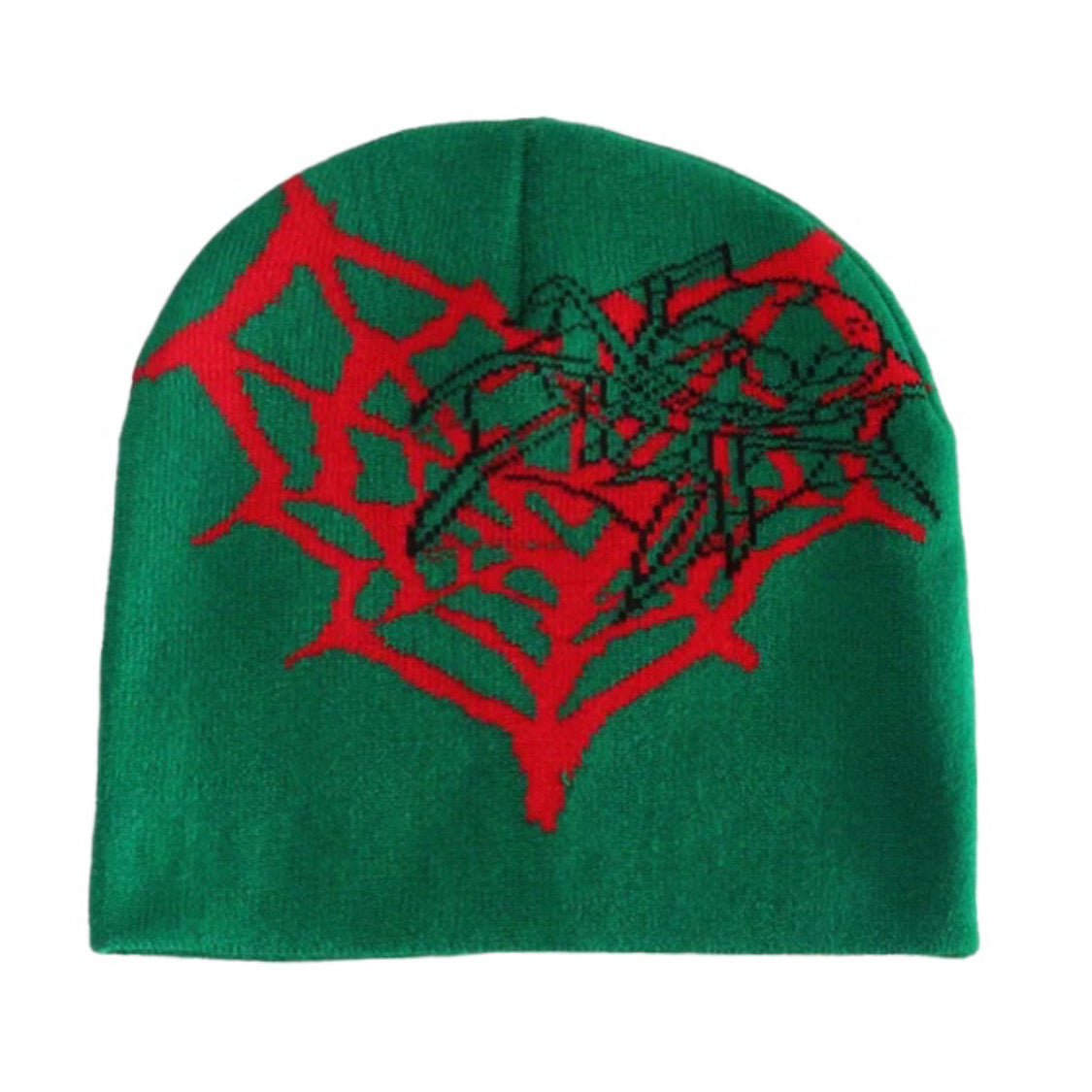 spiderweb heart green hat