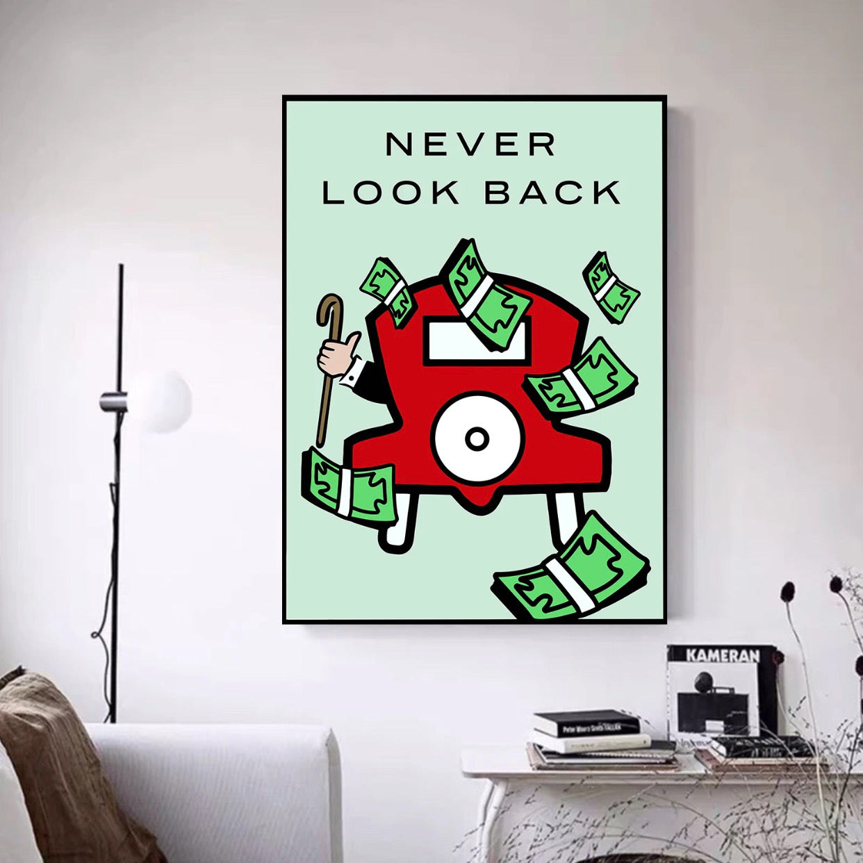 "never look back" money poster