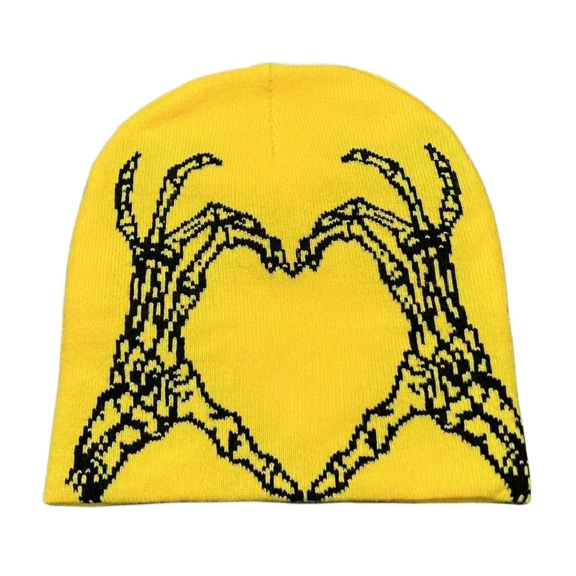 yellow skeleton heart hat
