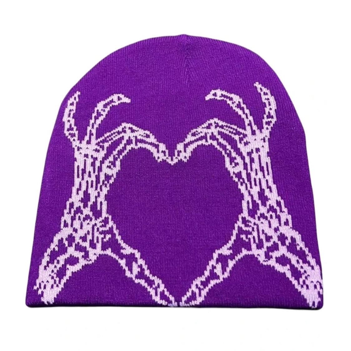 purple skeleton heart hat