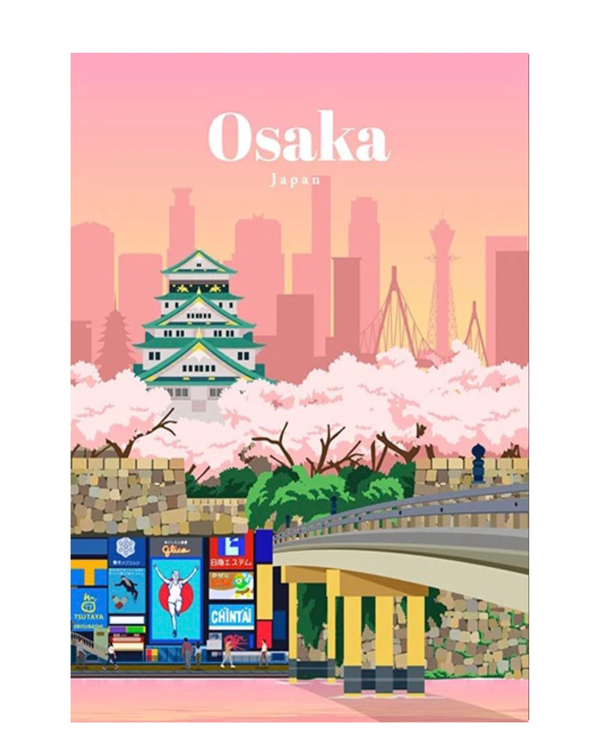 osaka, japan travel poster