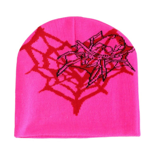spiderweb heart pink hat