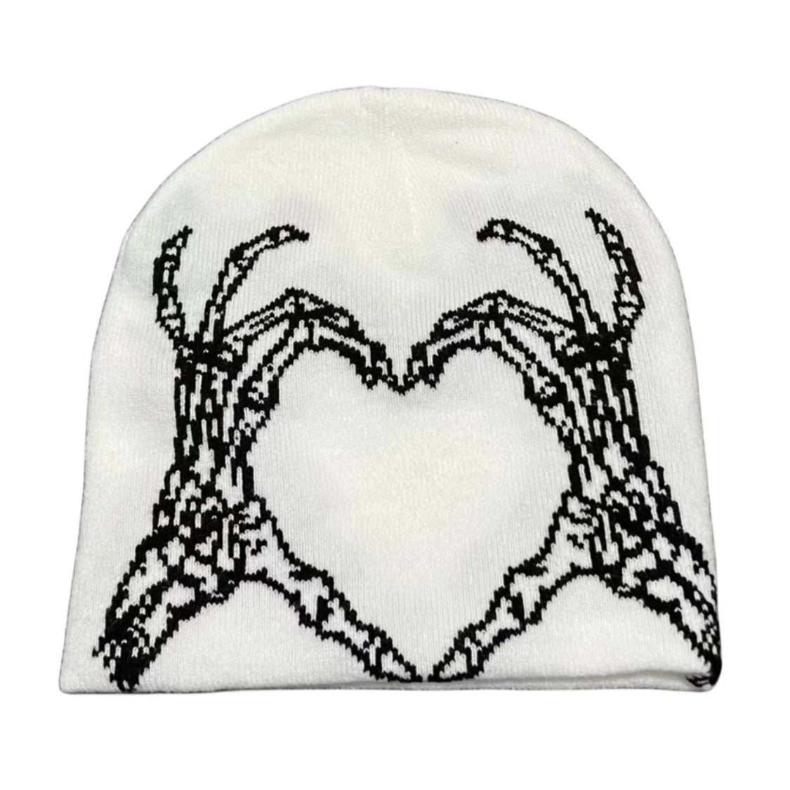 white skeleton heart hat