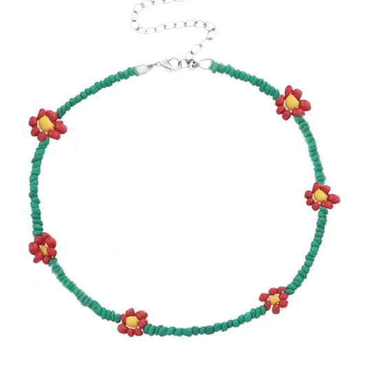 green flowers collar