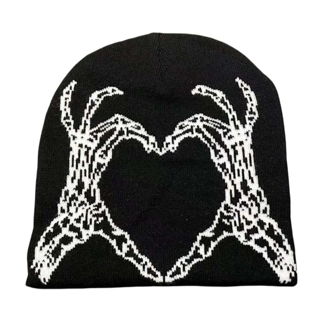black skeleton heart hat