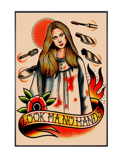 "look ma, no hands" tattoo poster