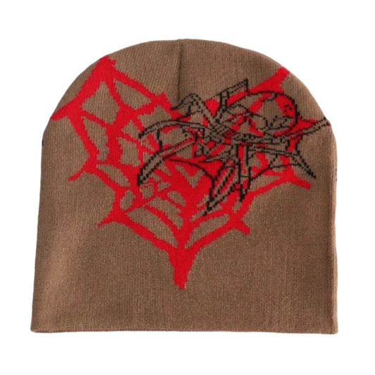 spiderweb heart brown hat