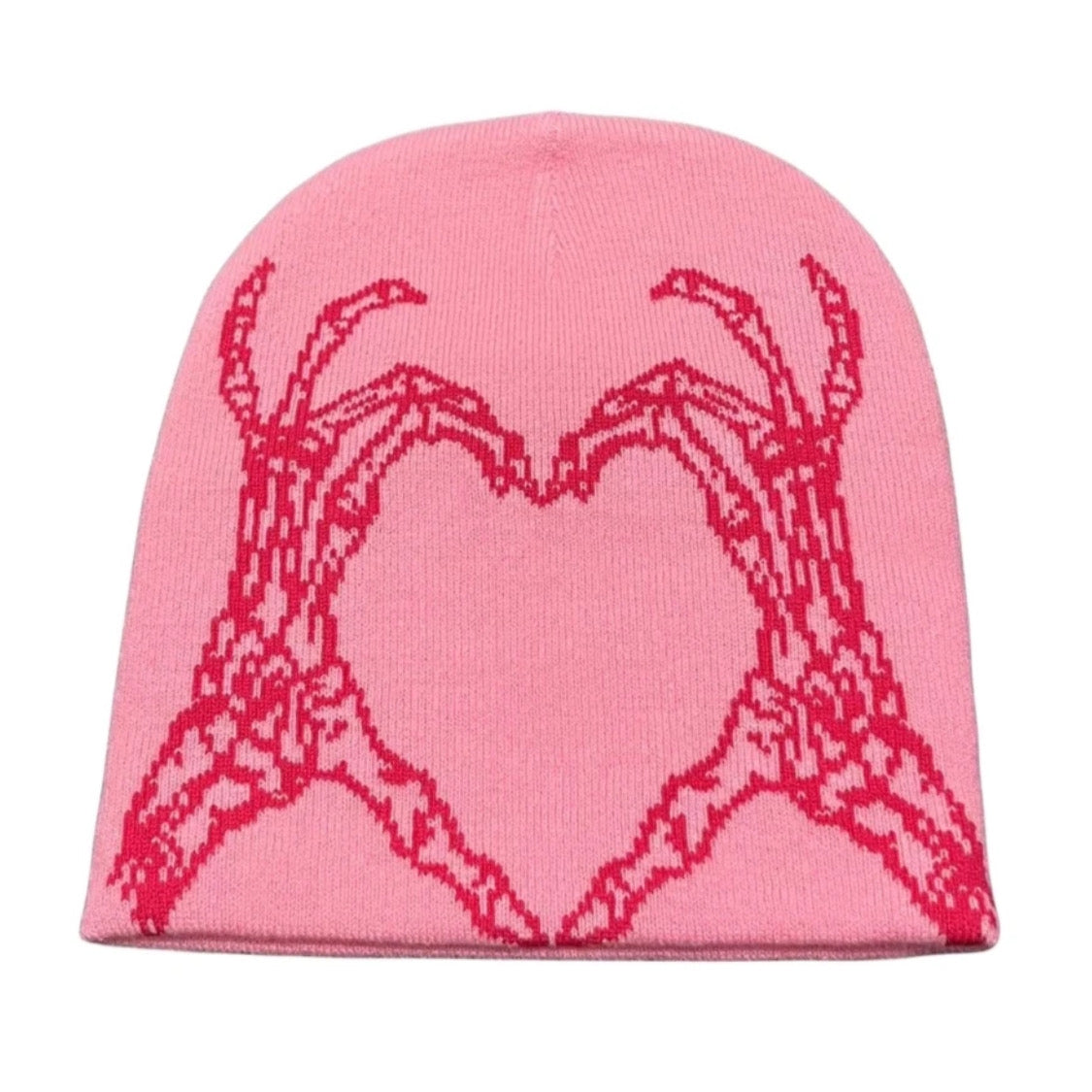 pink skeleton heart hat
