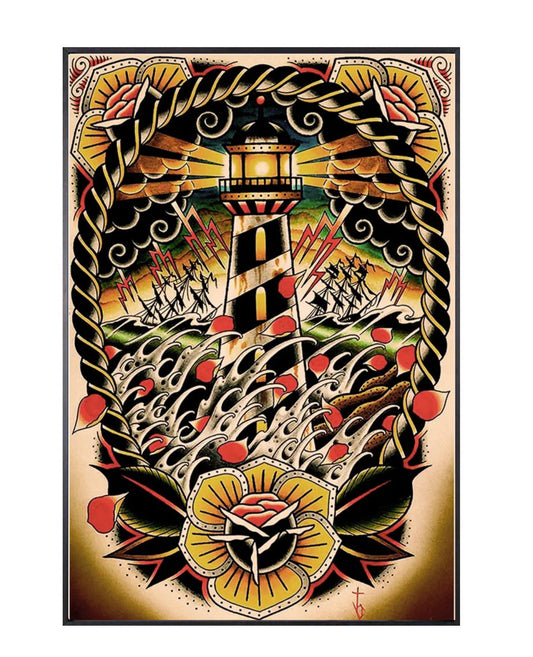 lighthouse tattoo poster