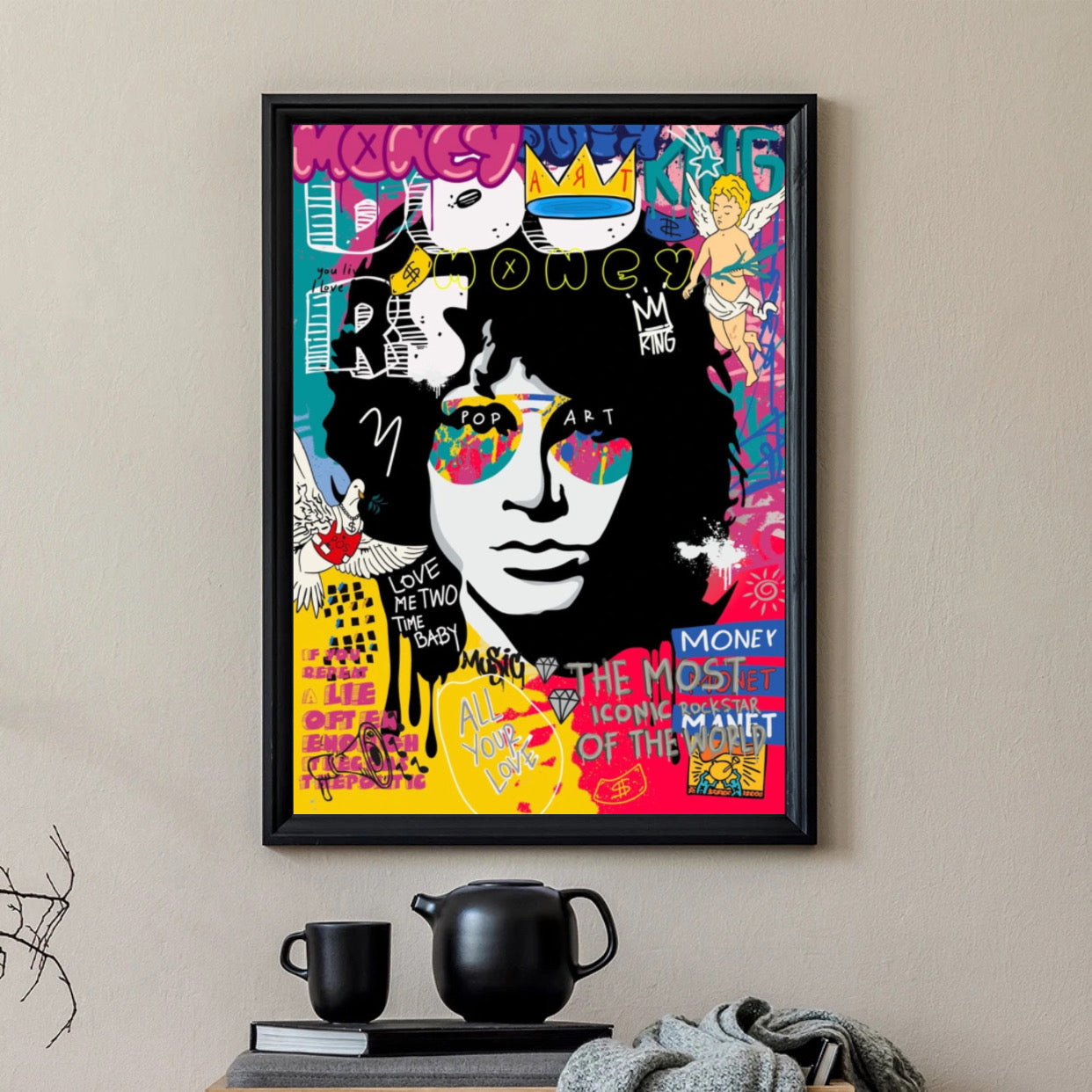 "the most iconic rockstar in the world" modern graffiti poster