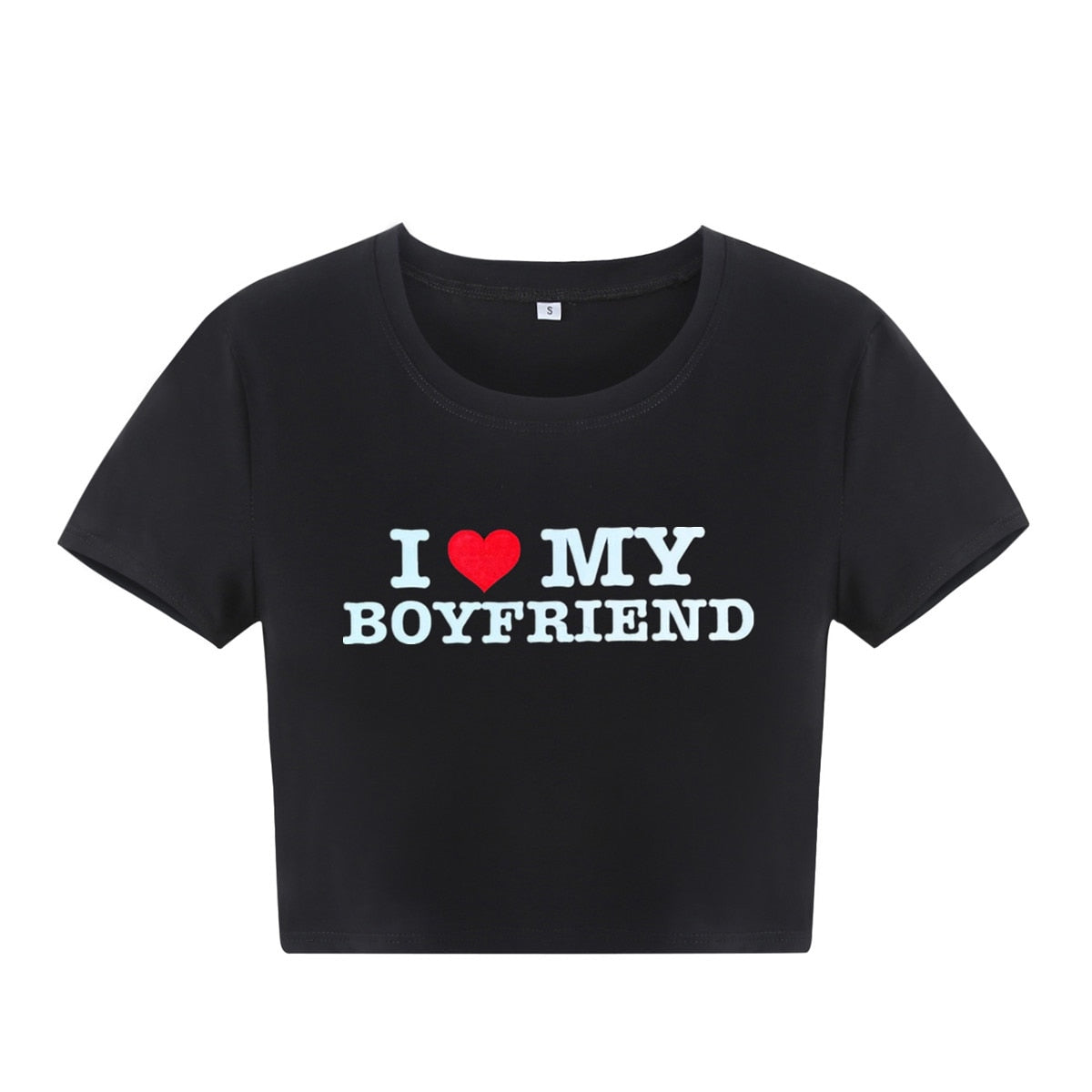" i love my boyfriend " crop top