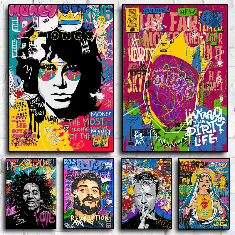"the most iconic rockstar in the world" modern graffiti poster