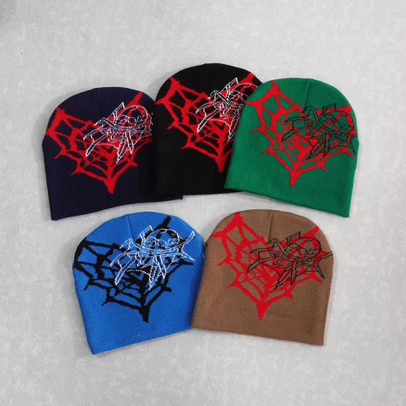 spiderweb heart blue hat