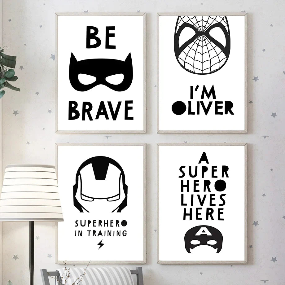 " a super hero lives here " poster