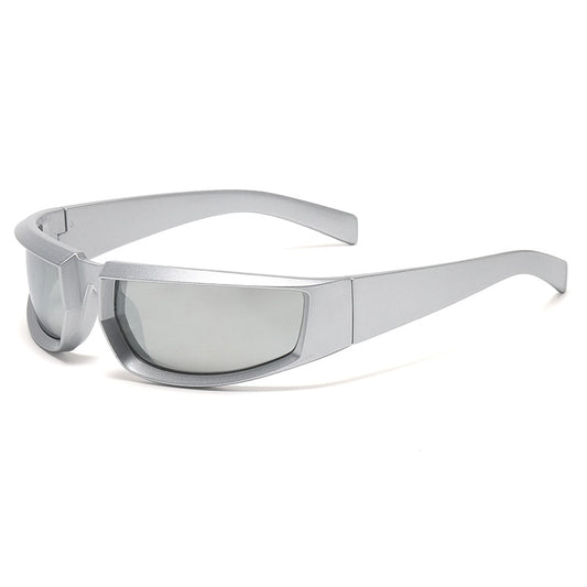 ski-style silver sunglasses