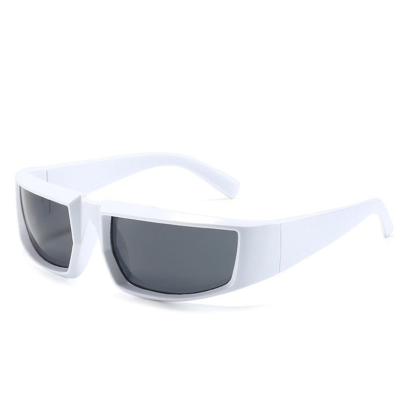 ski-style white sunglasses