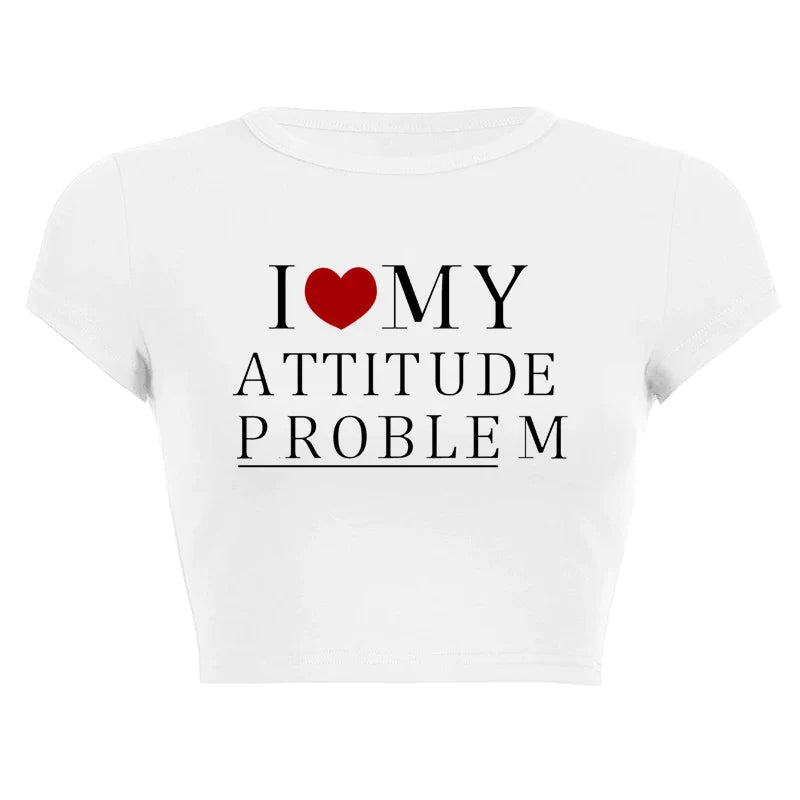 " i ❤️ my attitude problem " crop top
