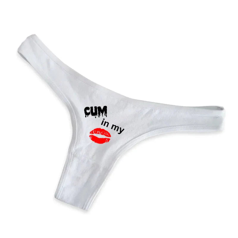 "cum in my 💋" white panties