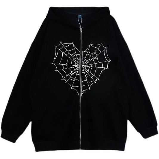spiderweb heart hoodie
