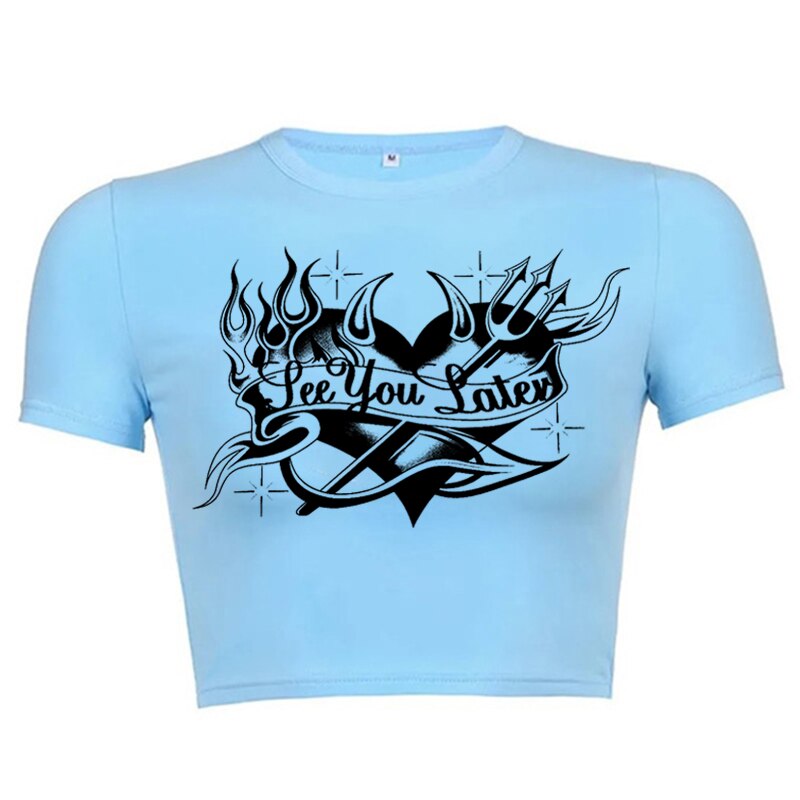 'see you later' devil heart crop top