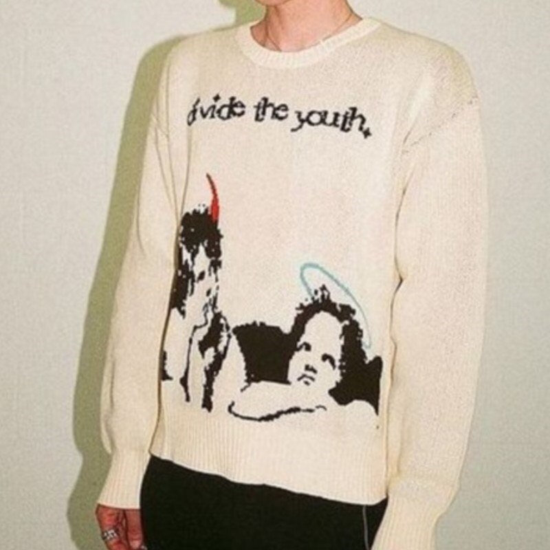 ‘divide the youth’ angel knit sweater