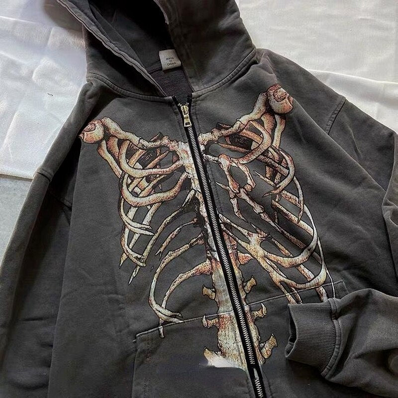skeleton print hoodie