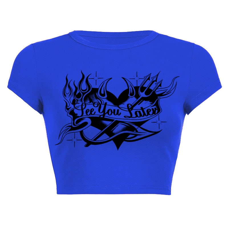 'see you later' devil heart crop top