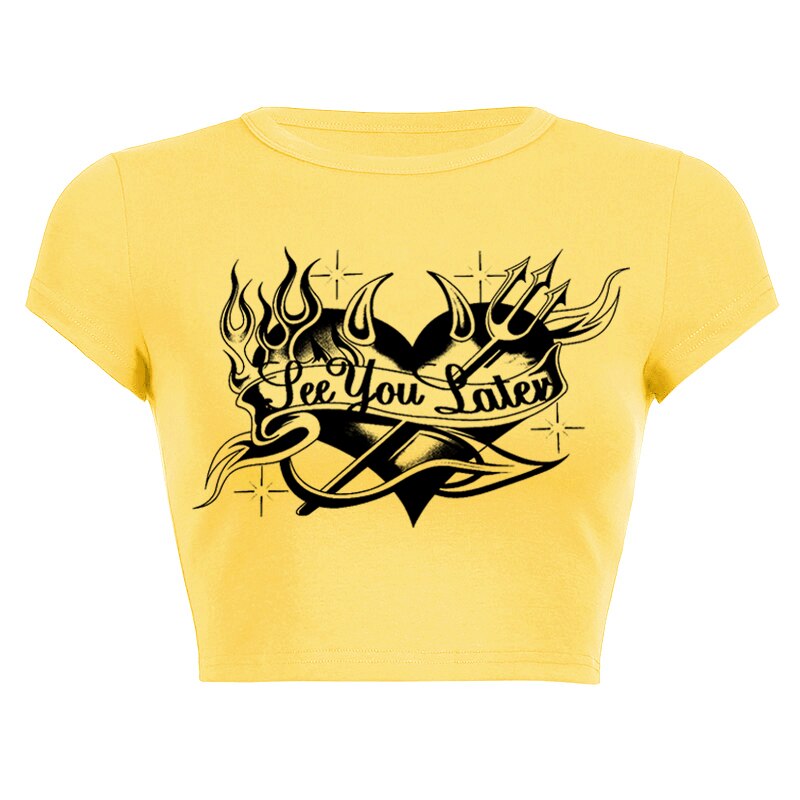 'see you later' devil heart crop top