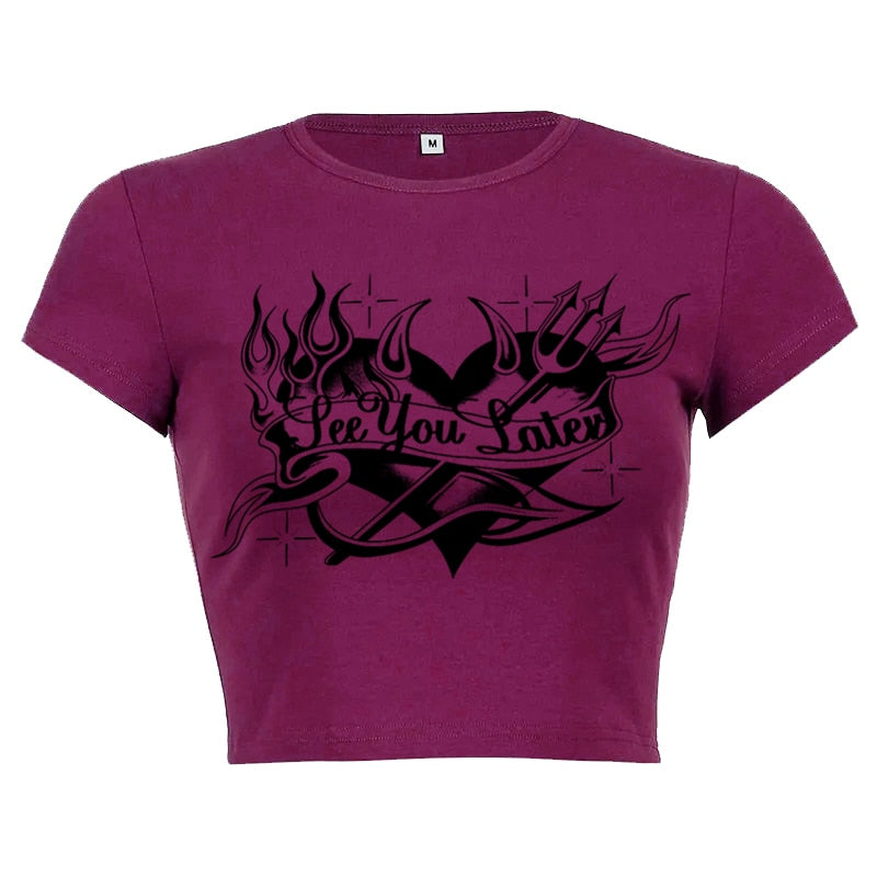 'see you later' devil heart crop top