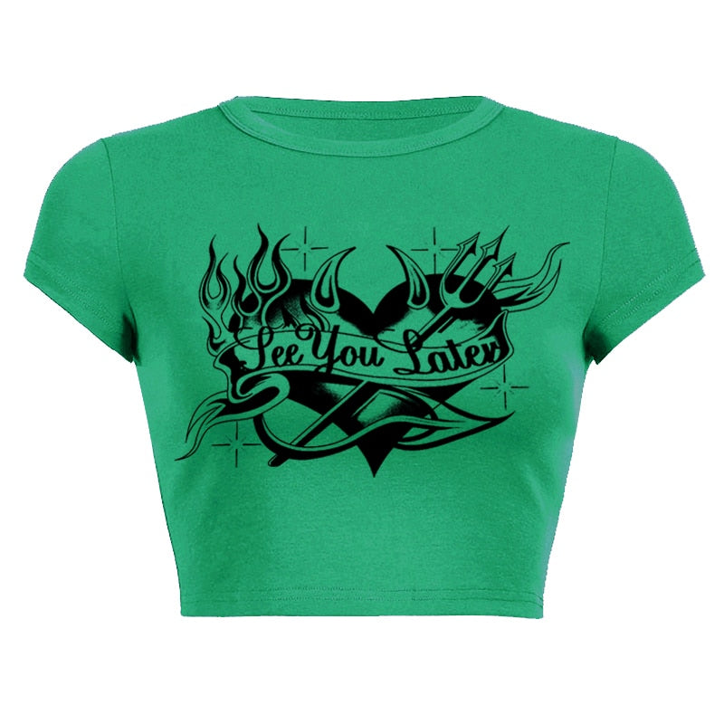 'see you later' devil heart crop top