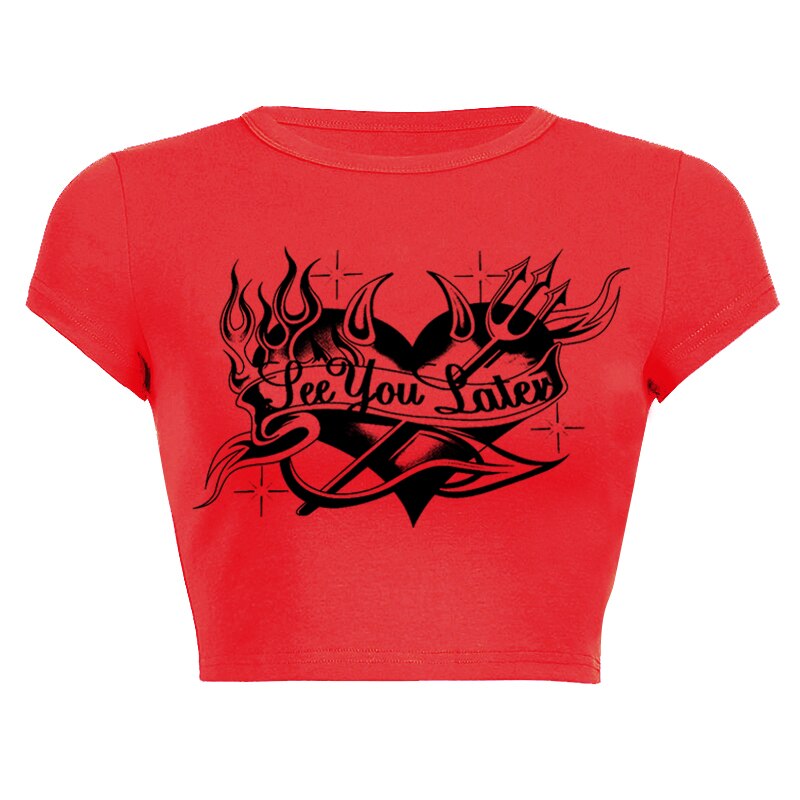 'see you later' devil heart crop top