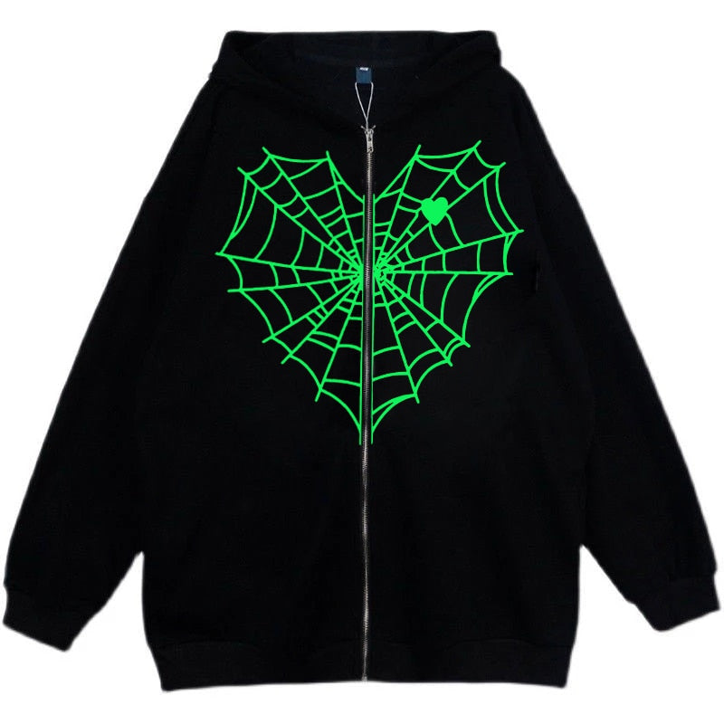spiderweb heart hoodie
